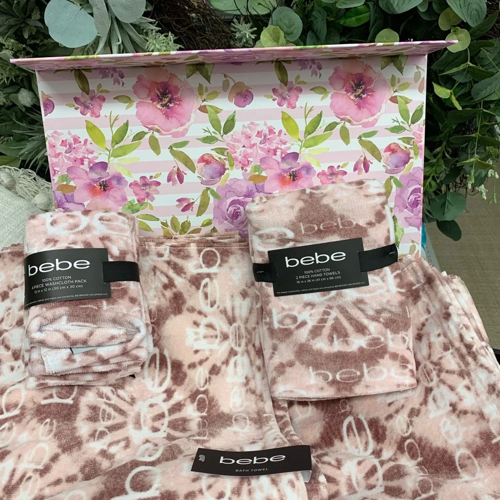 NWT  BeBe 8 piece Towel set pink